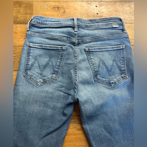 MOTHER  The Insider Crop Step Fray Light Blue Flare Jeans for Women - Picture 8 of 15